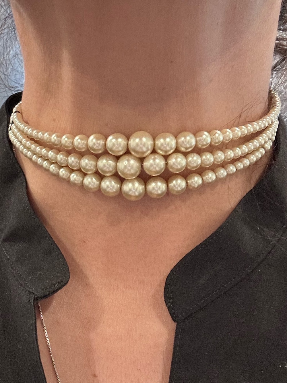 Classic Ivory Pearl Multi-Strand Choker Necklace